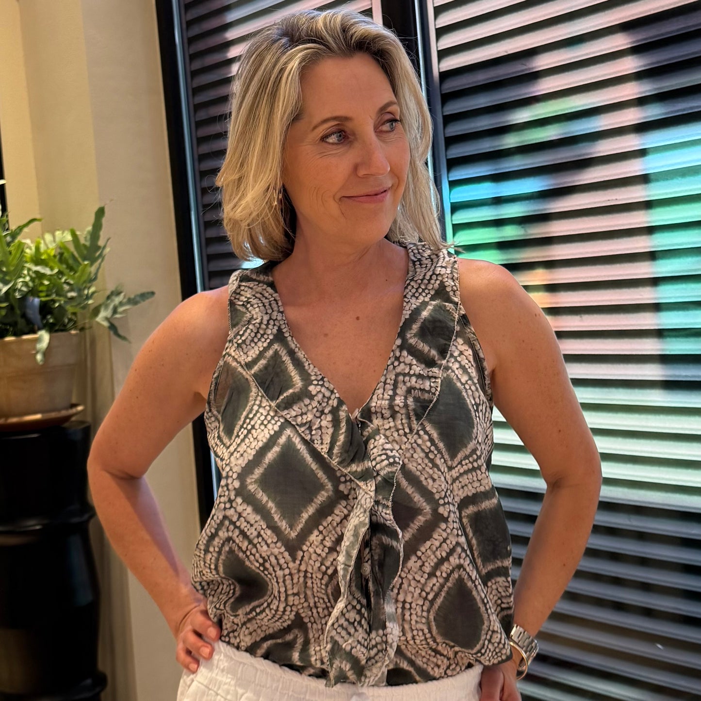 Top Vara Print Groen - Peet kleding