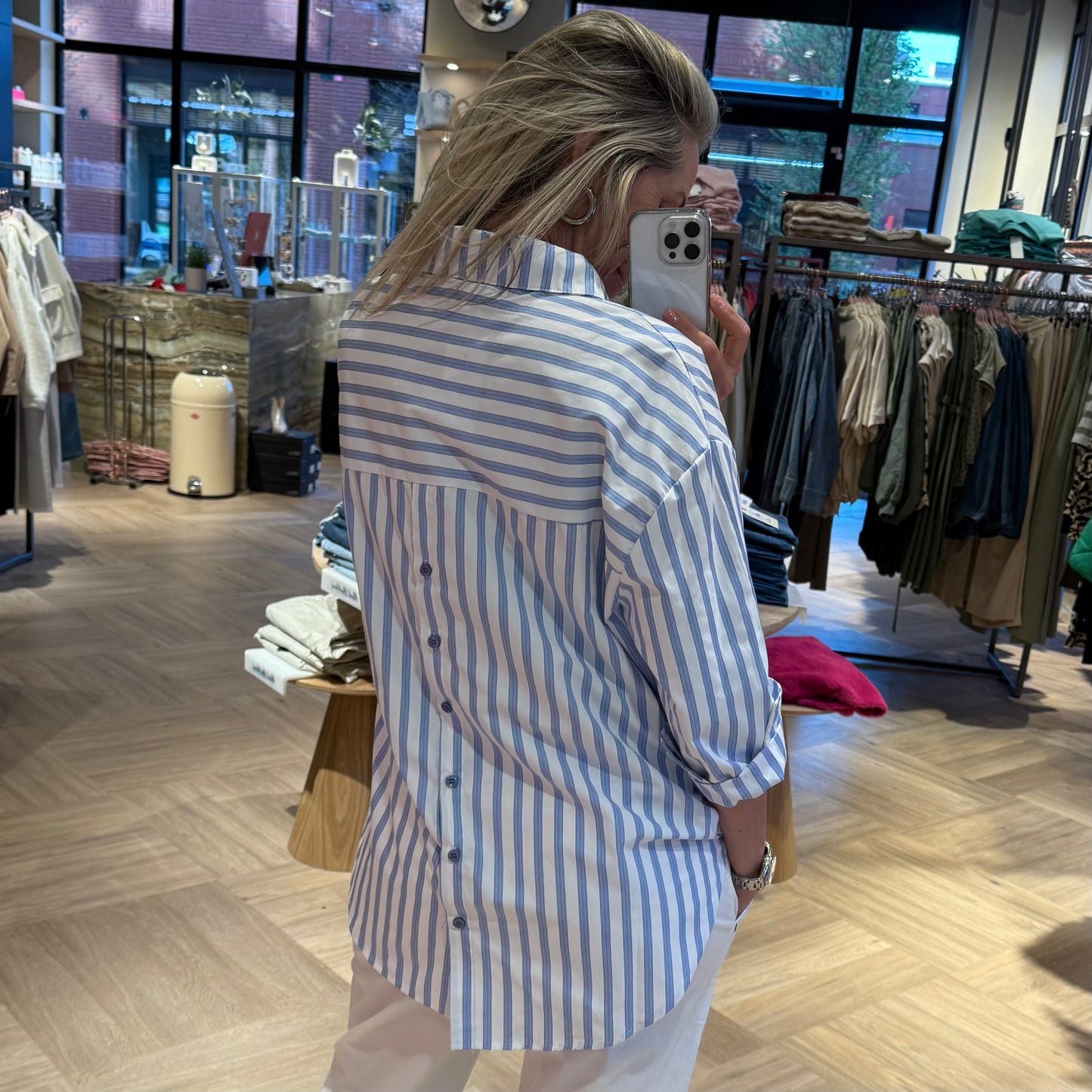 Azzurro Blouse Ivanda Streep Blauw - Peet kleding