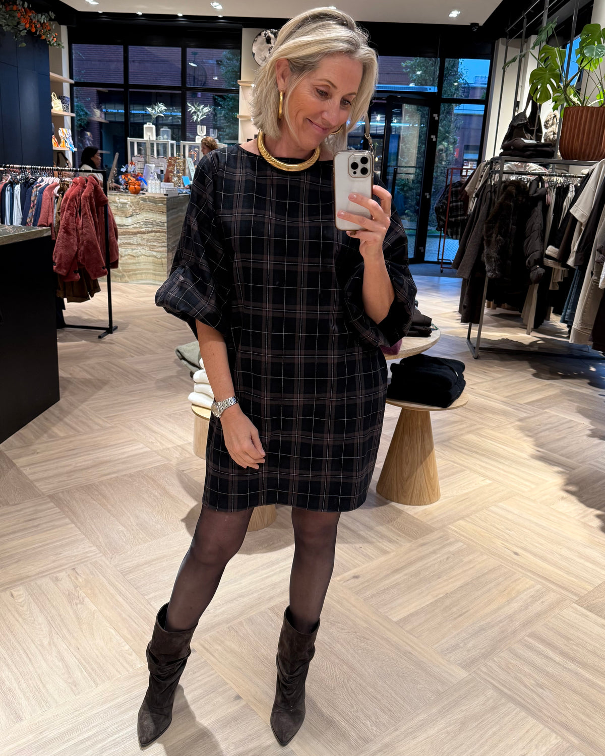 Jurk Roos Zwart Donkerbruin