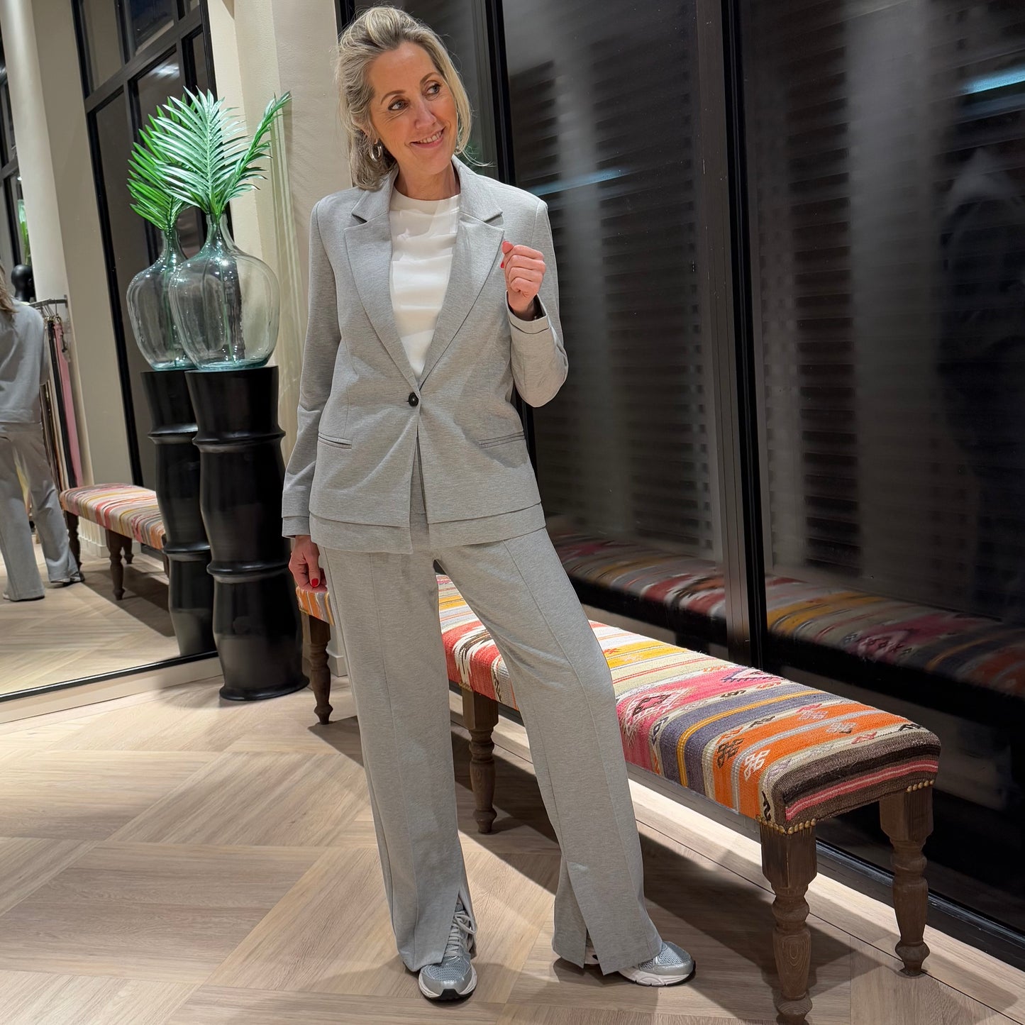 Yaya Blazer Grey Melange - Peet kleding