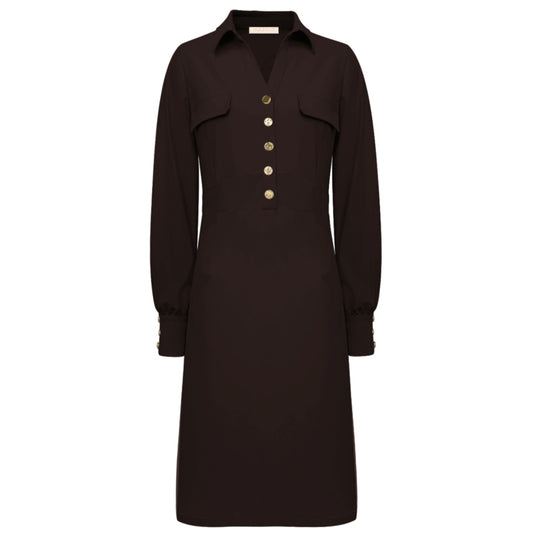 Triple Nine - Travel Jurk Melin Donkerbruin - 51810 - Peet kleding