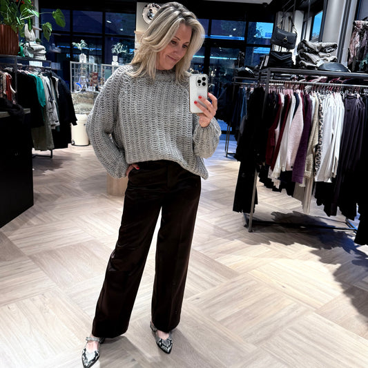 Copenhage Muse Shine Pants Donkerbruin - Peet kleding