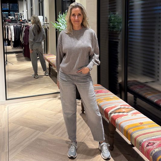 Yaya Sweater Long Sleeve Taupe - Peet kleding