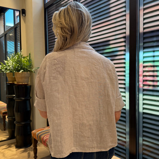 Linnen Blouse Charma Zand - Peet kleding