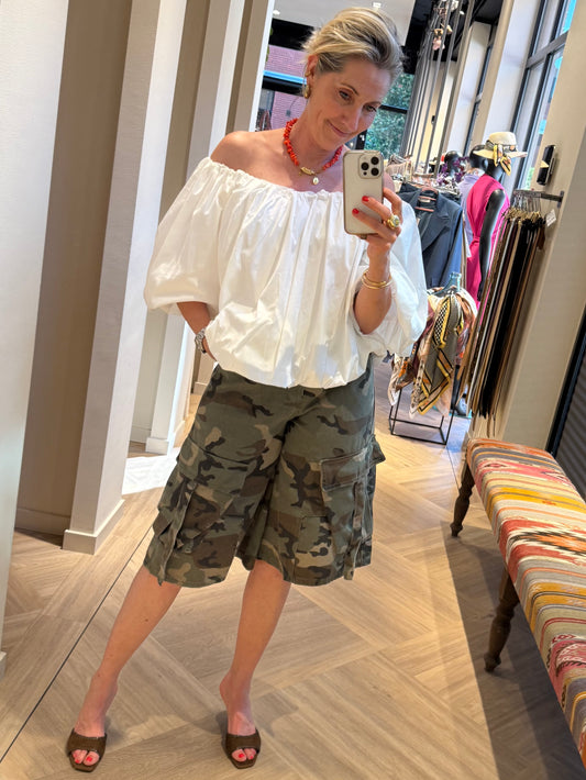 Bermuda Mochy Armyprint Groen - Peet kleding