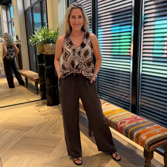 Top Vara Print Bruin - Peet kleding