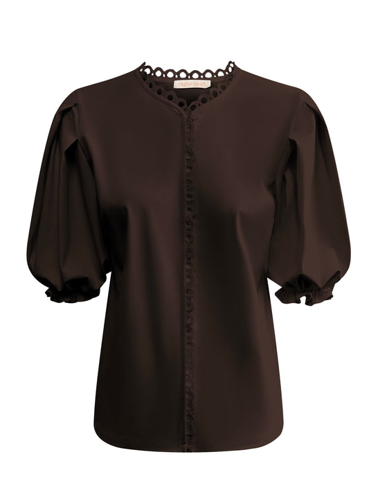 Triple Nine - Travel Blouse Juliette Donkerbruin - 5935 - Peet kleding