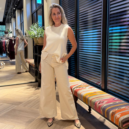 Gebreide Top Mouwloos Lucy Ecru - Peet kleding