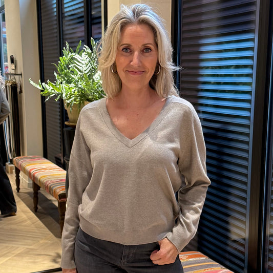 Yaya V-Hals Knopen Trui Grijs - Peet kleding