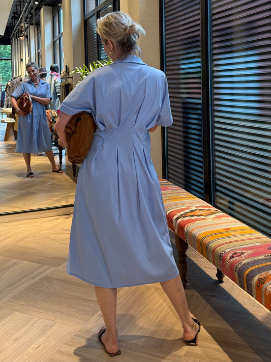 Jurk Pamela Katoen Blauw - Peet kleding