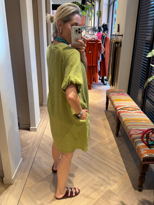 Jurk Gigi Mousseline Groen - Peet kleding