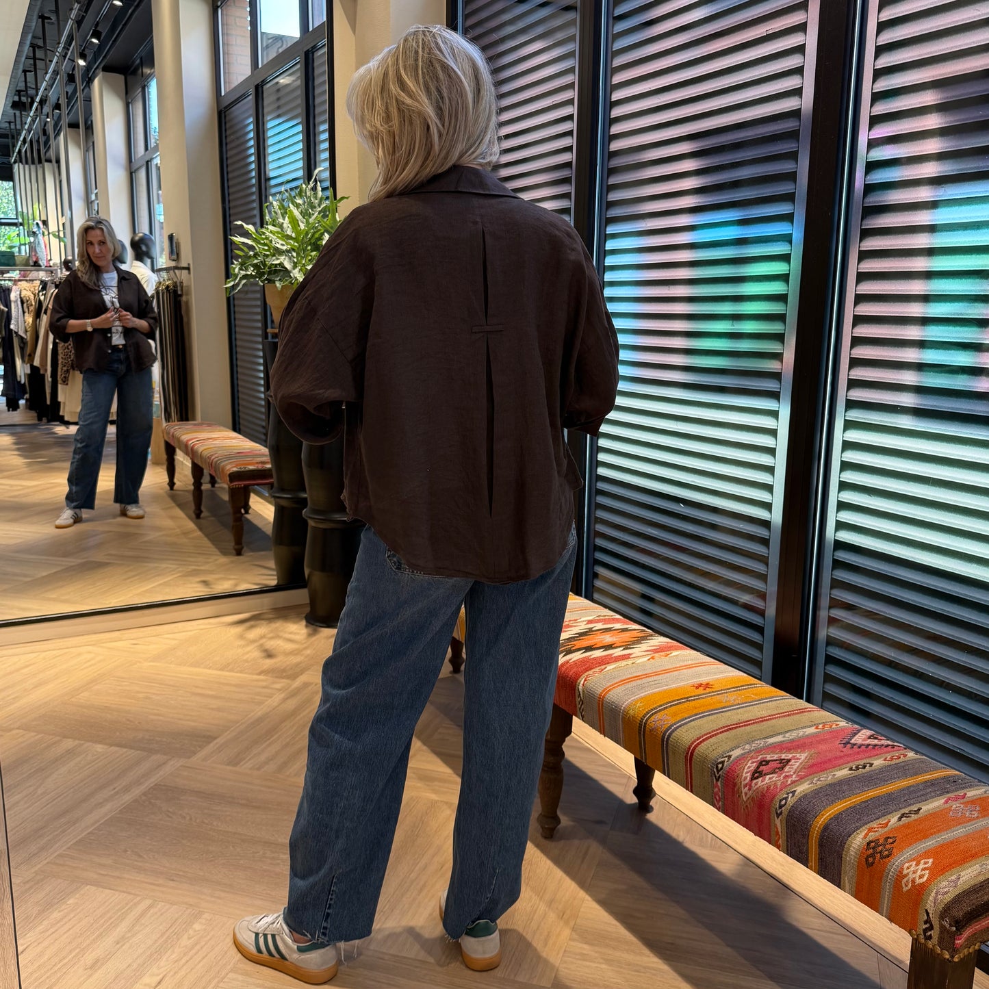 Linnen Blouson Kalinda Donkerbruin - Peet kleding
