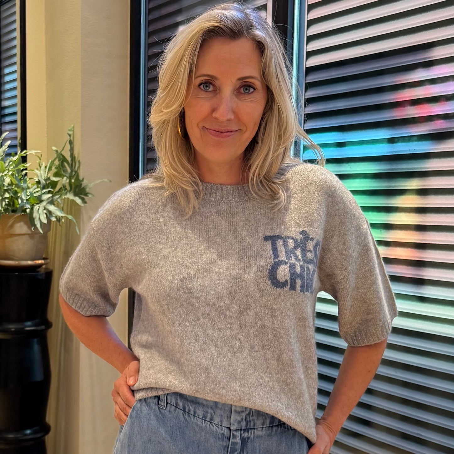 Yaya Trui Korte Mouw Grijs - Peet kleding