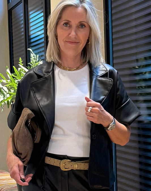 Faux Leather Jack Jona Zwart - Peet kleding