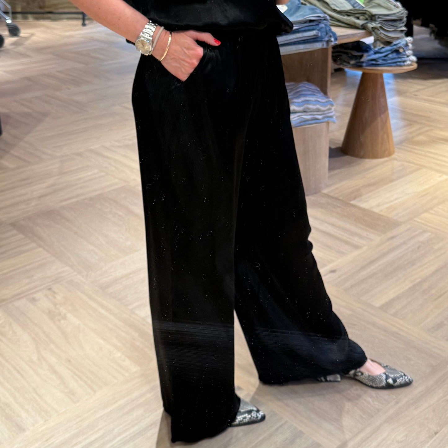 Satin Pants Marinde Zwart - Peet kleding