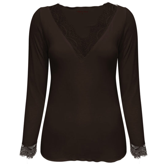 Triple Nine - Cashmere Top Lou Lou Donkerbruin - 9003 - Peet kleding