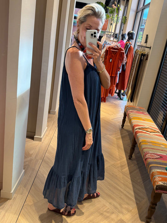 Jurk Charmaine Silky Navy - Peet kleding