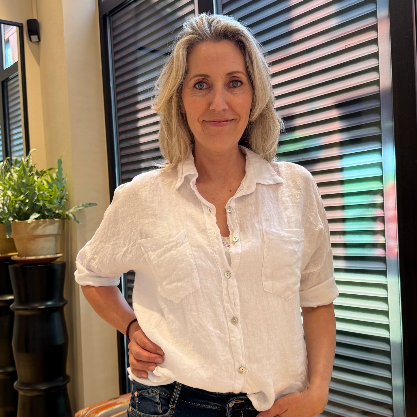 Linnen Blouse Charma Wit - Peet kleding
