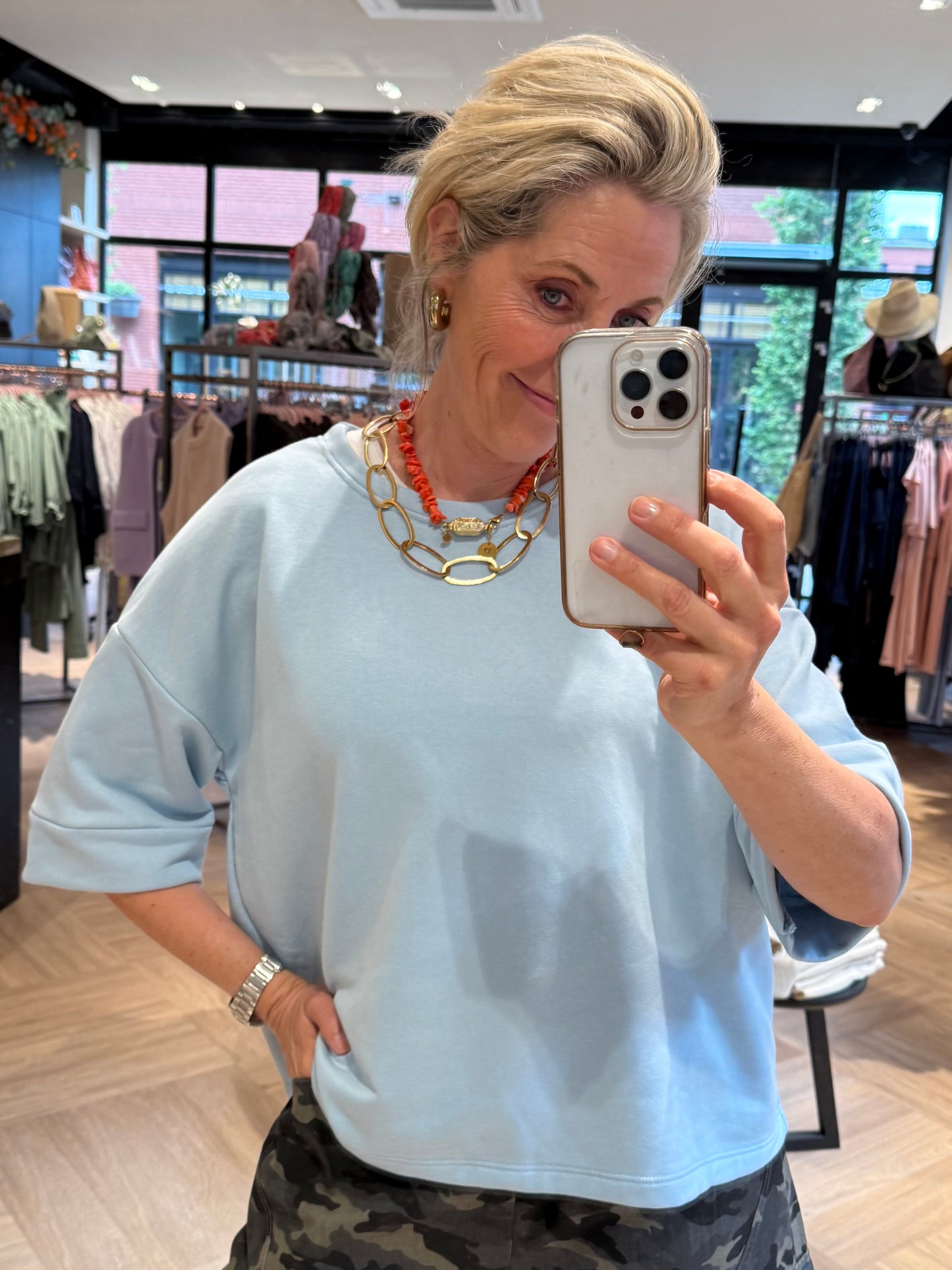 Azzurro Sweater Mia Licht Blauw