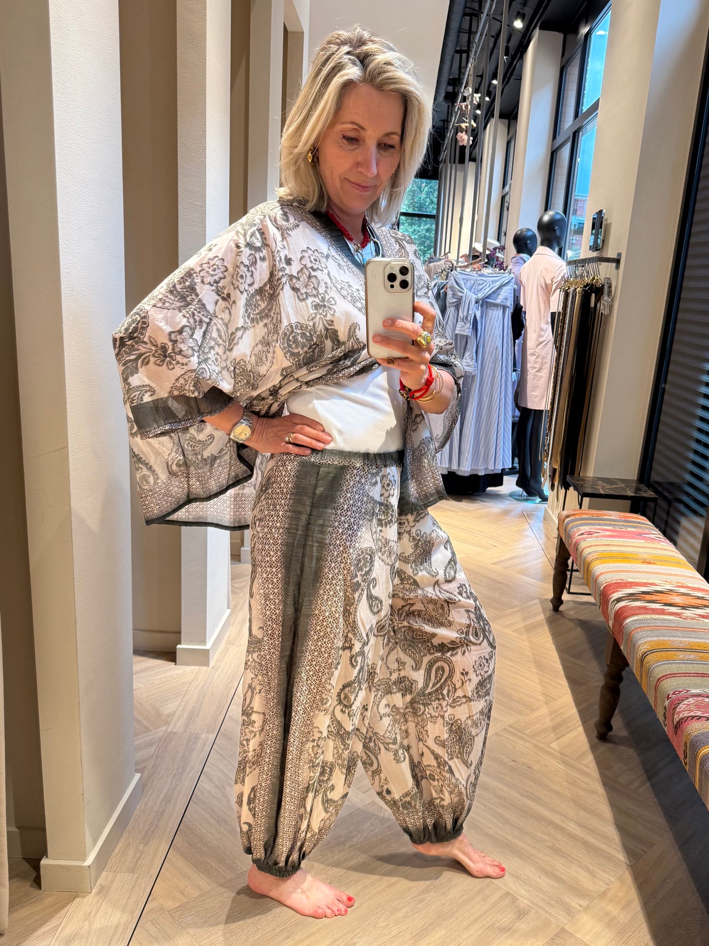 Broek Kimono Silky Print - Peet kleding