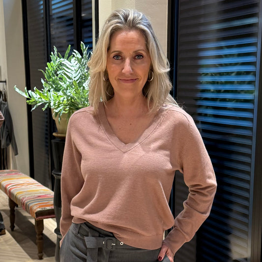 Yaya V-Hals Knopen Trui Roze - Peet kleding