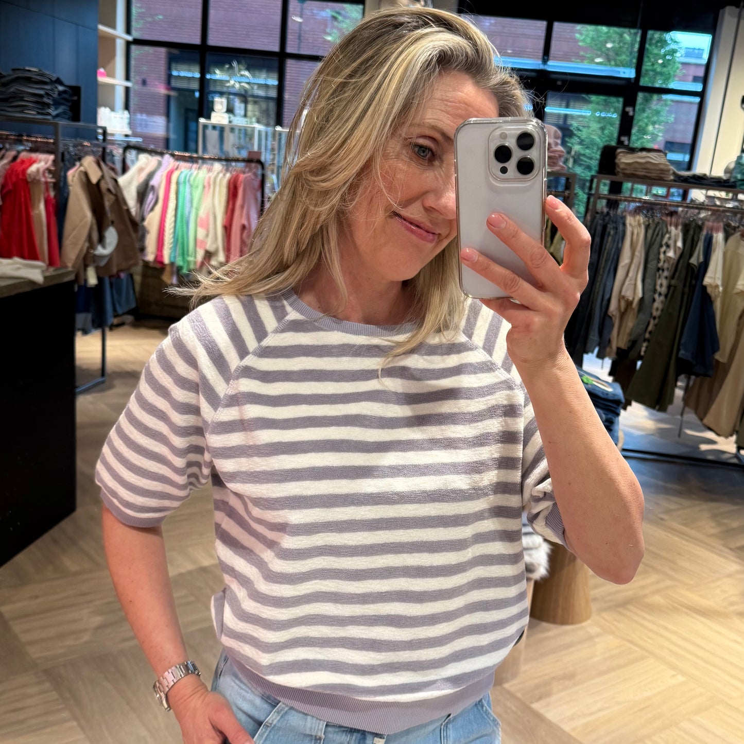 Zhrill Sweater Inge Streep Grijs - Peet kleding