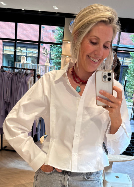 Yaya Blouse Poplin Wit - Peet kleding