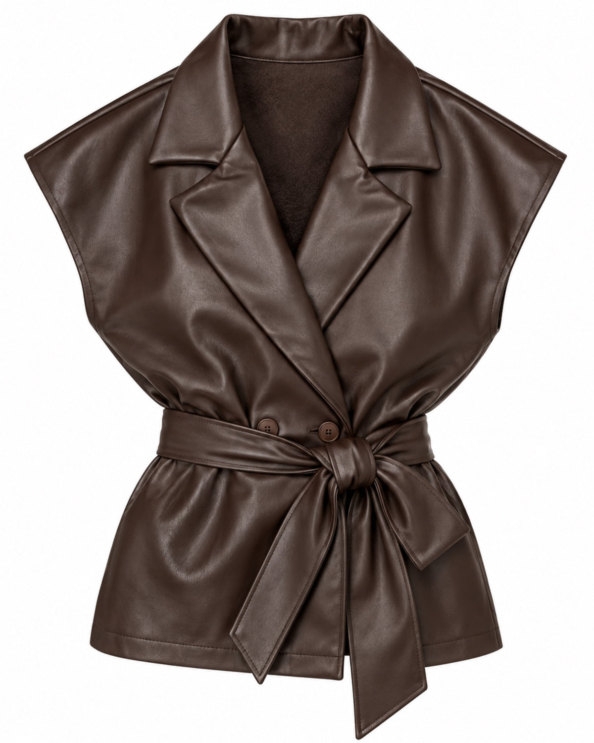 Gilet Sarah Leather Donkerbruin - Peet kleding