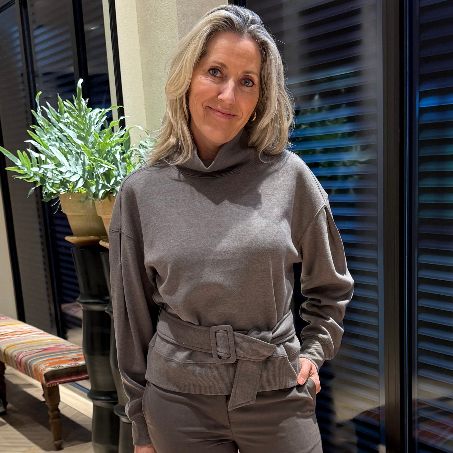 Yaya Sweater Belt Donkergrijs - Peet kleding