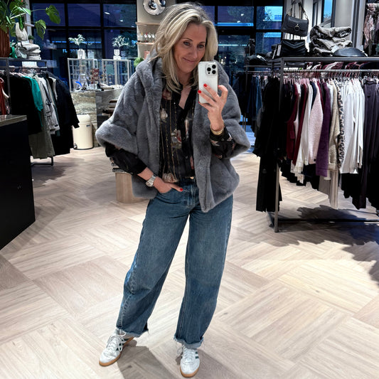 Bodywarmer Celia Faux Fur Grijs - Peet kleding