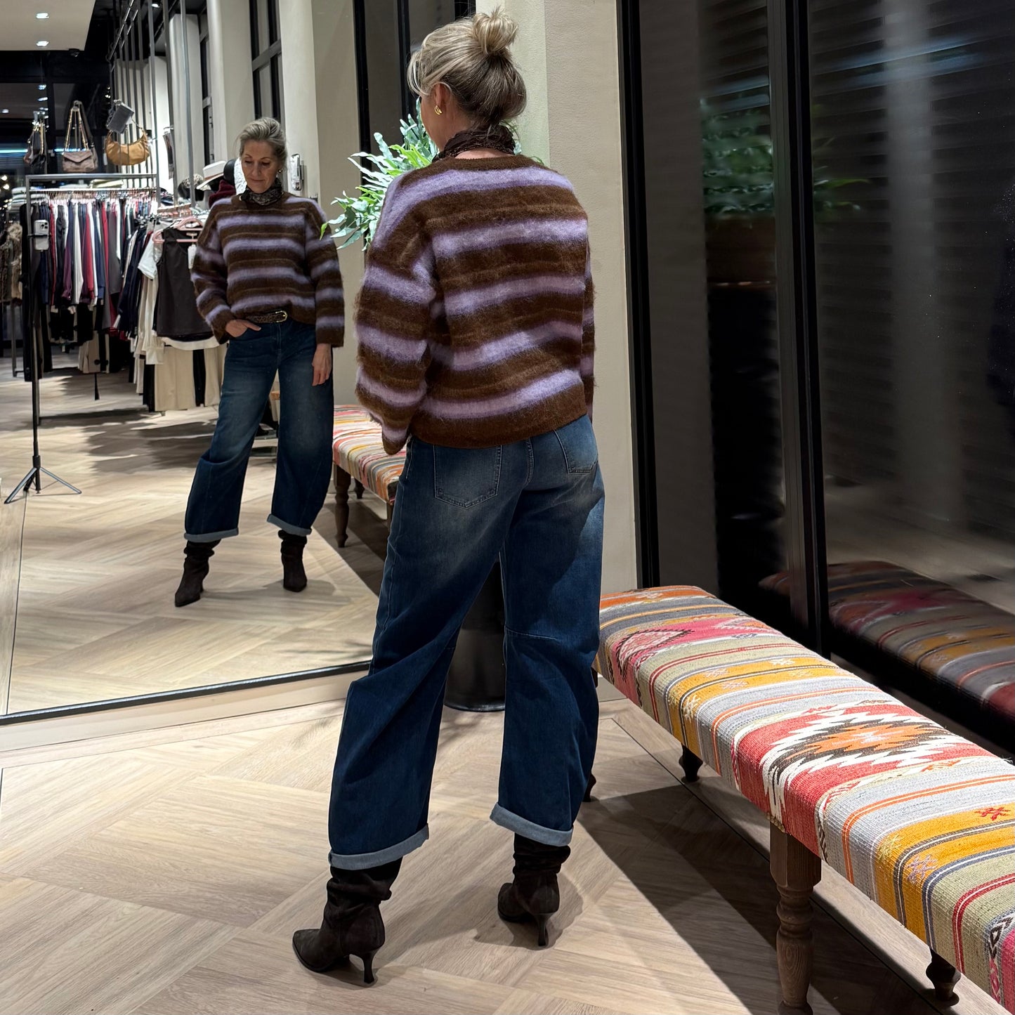 Azzurro Trui Stripes Lila - Peet kleding