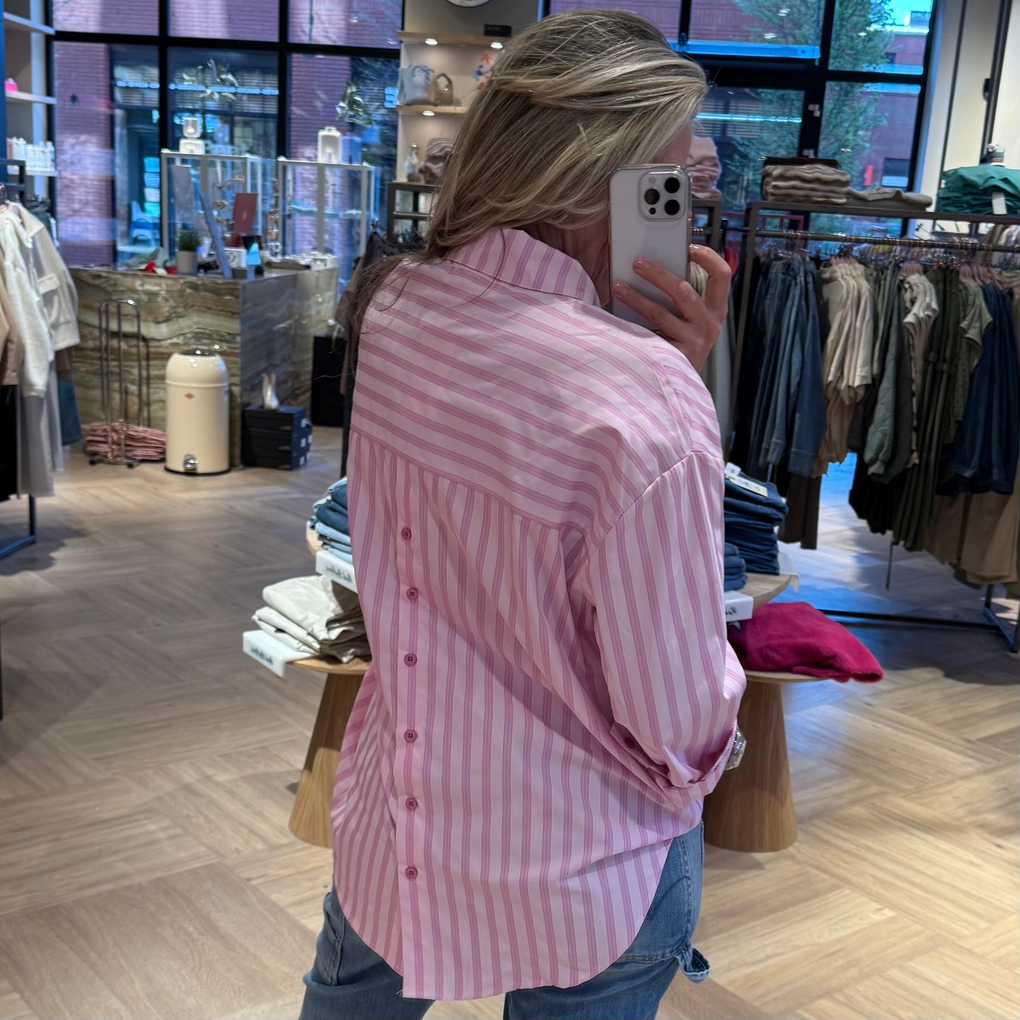 Azzurro Blouse Ivanda Streep Roze - Peet kleding
