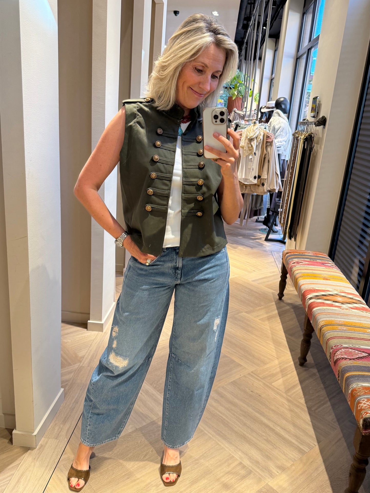 Gilet Military Style Armygroen - Peet kleding