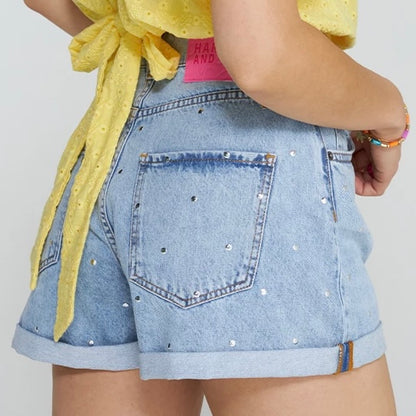 Harper & Yve Denim Short Studs - Peet kleding