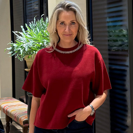 Ichi Top Dorise Strass Rood - Peet kleding