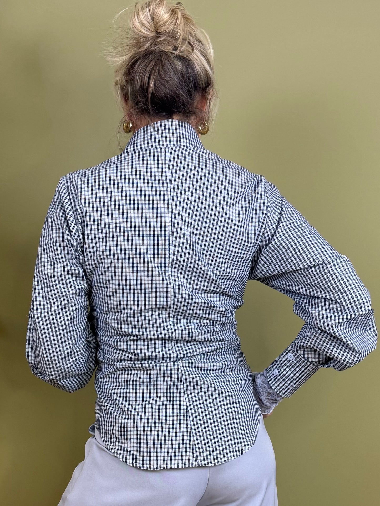 Ambika Blouse Ruit Lichtblauw - Peet kleding