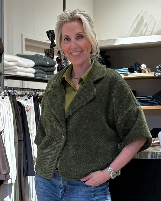 Fluffy Vest Jona Olijfgroen - Peet kleding