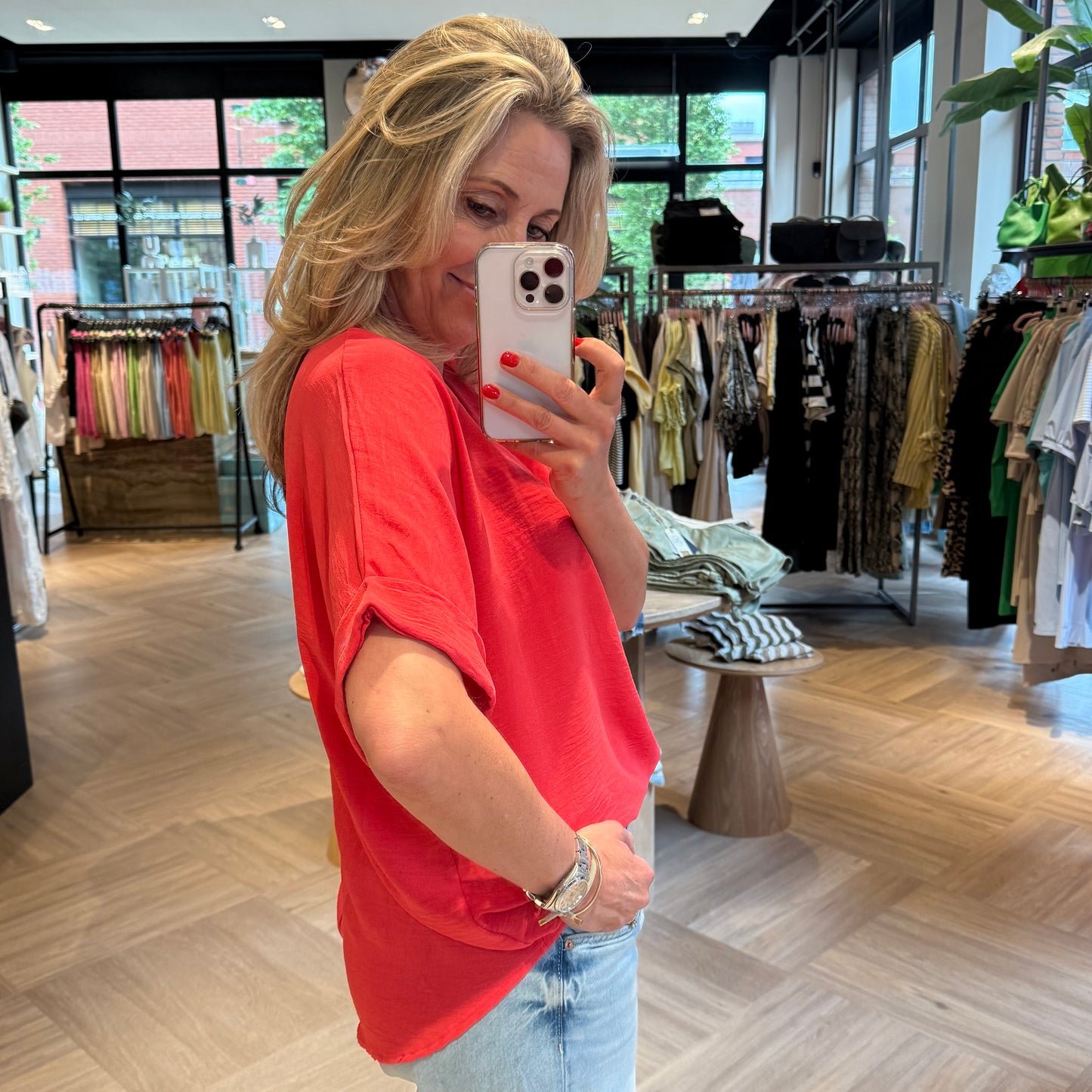 Azzurro Blouse Merle Koraal - Peet kleding