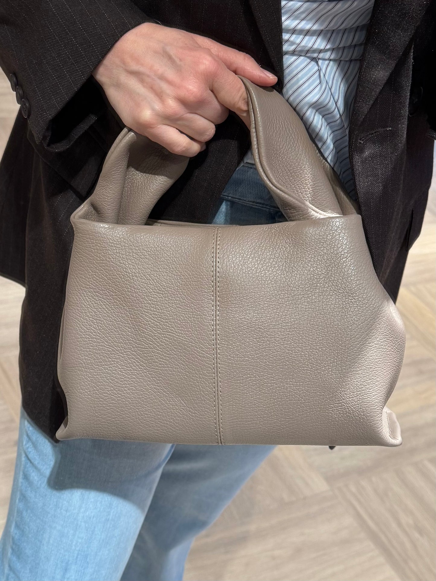 Tas Leder Polly Taupe - Peet kleding