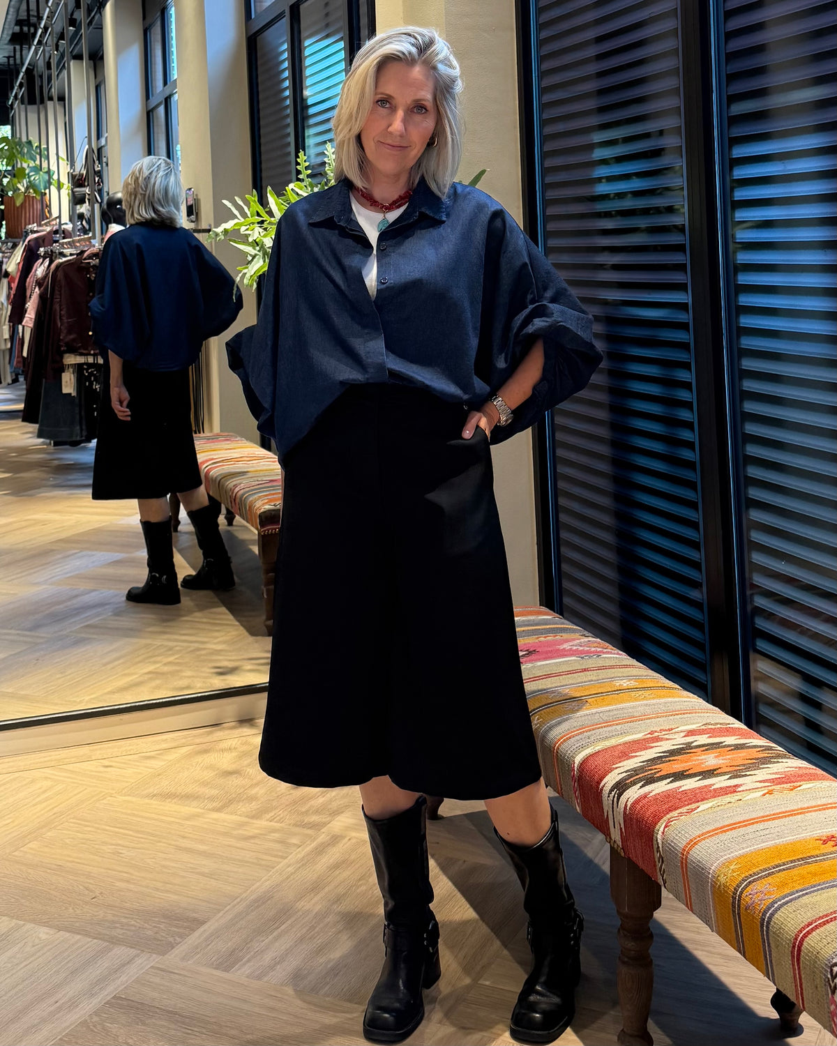 Blouse Roos Denim Blauw - Peet kleding