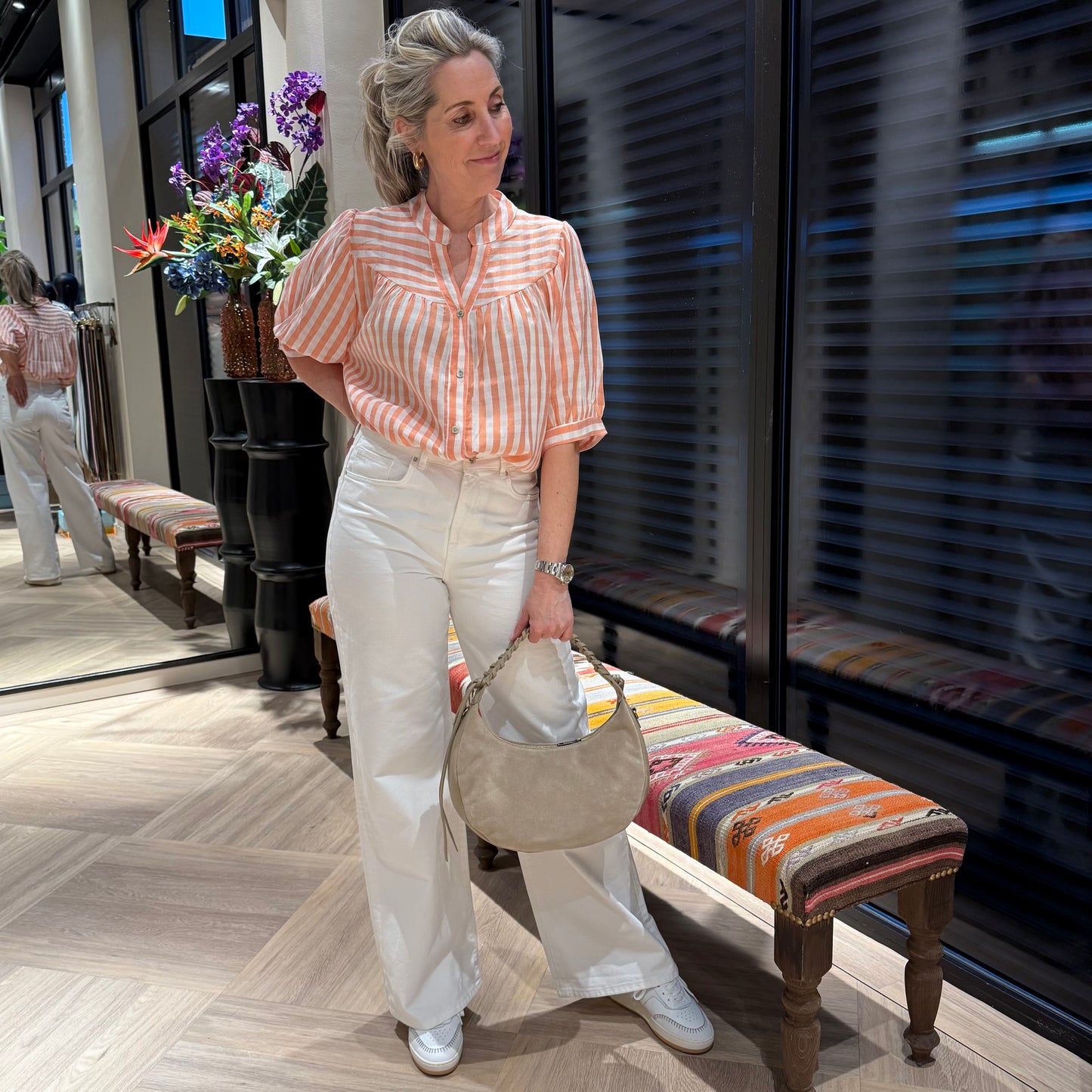 Triple Nine Blouse Coco Streep Oranje - Peet kleding