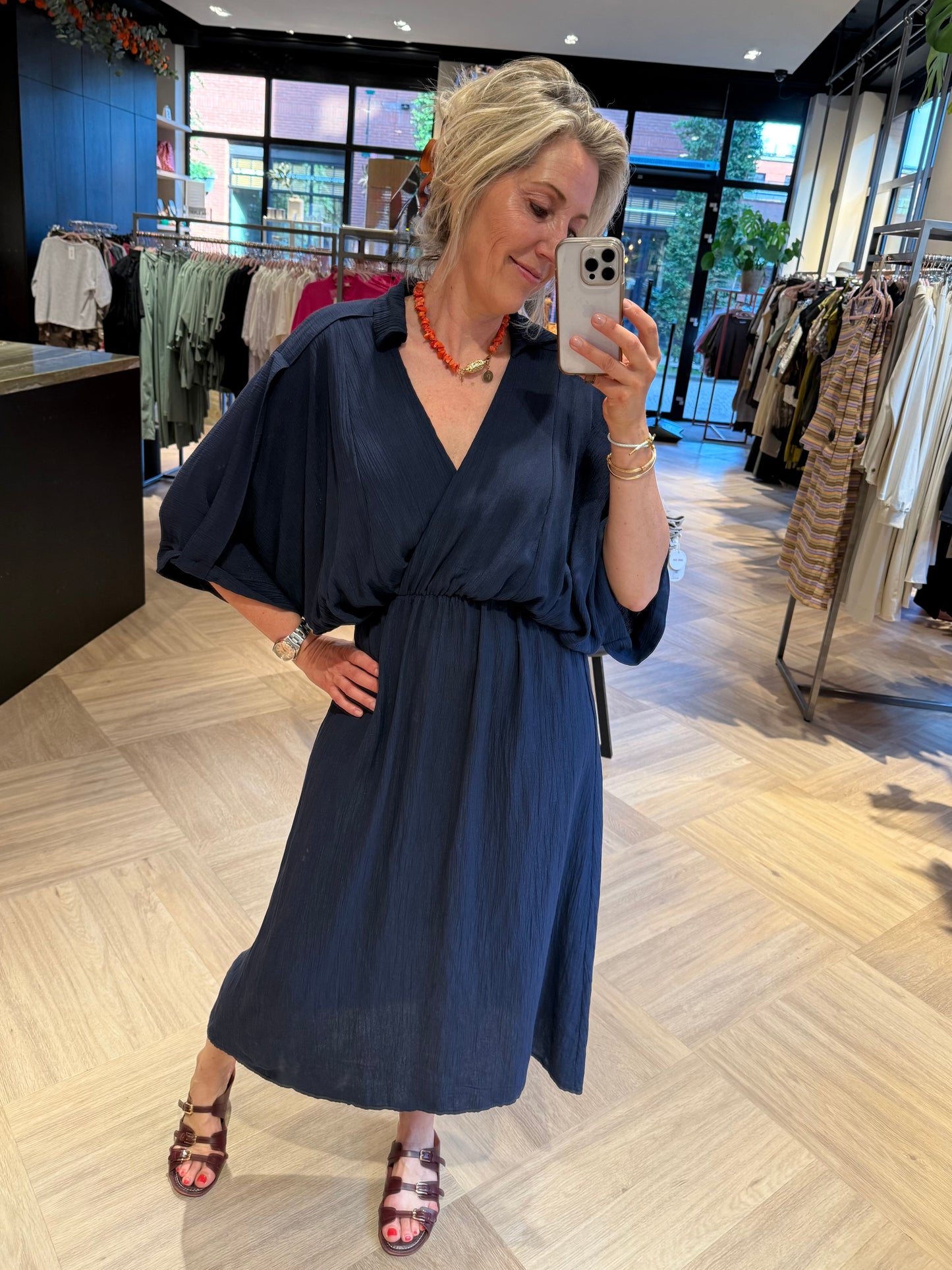 Jurk Letty Epaulette Blauw - Peet kleding