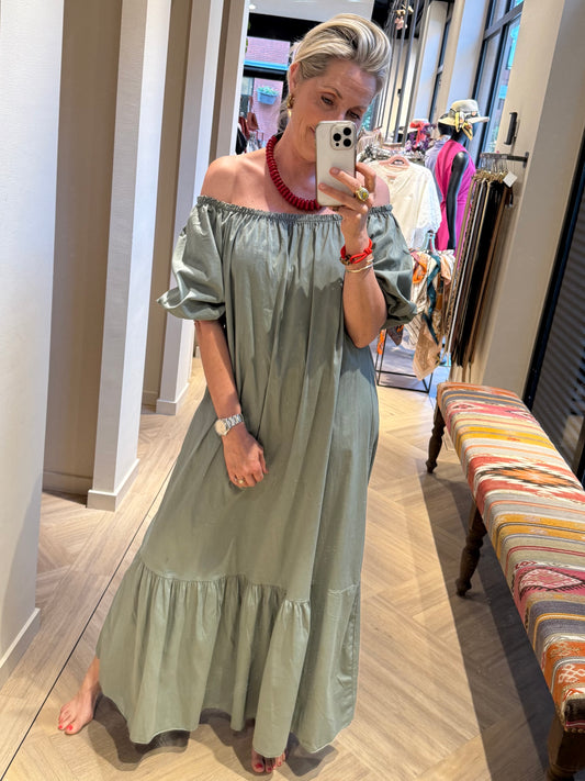 Jurk Roos Olijfgroen - Peet kleding