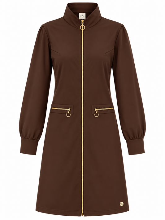 Triple Nine - Travel Jurk Bibi Donkerbruin - 51837 - Peet kleding