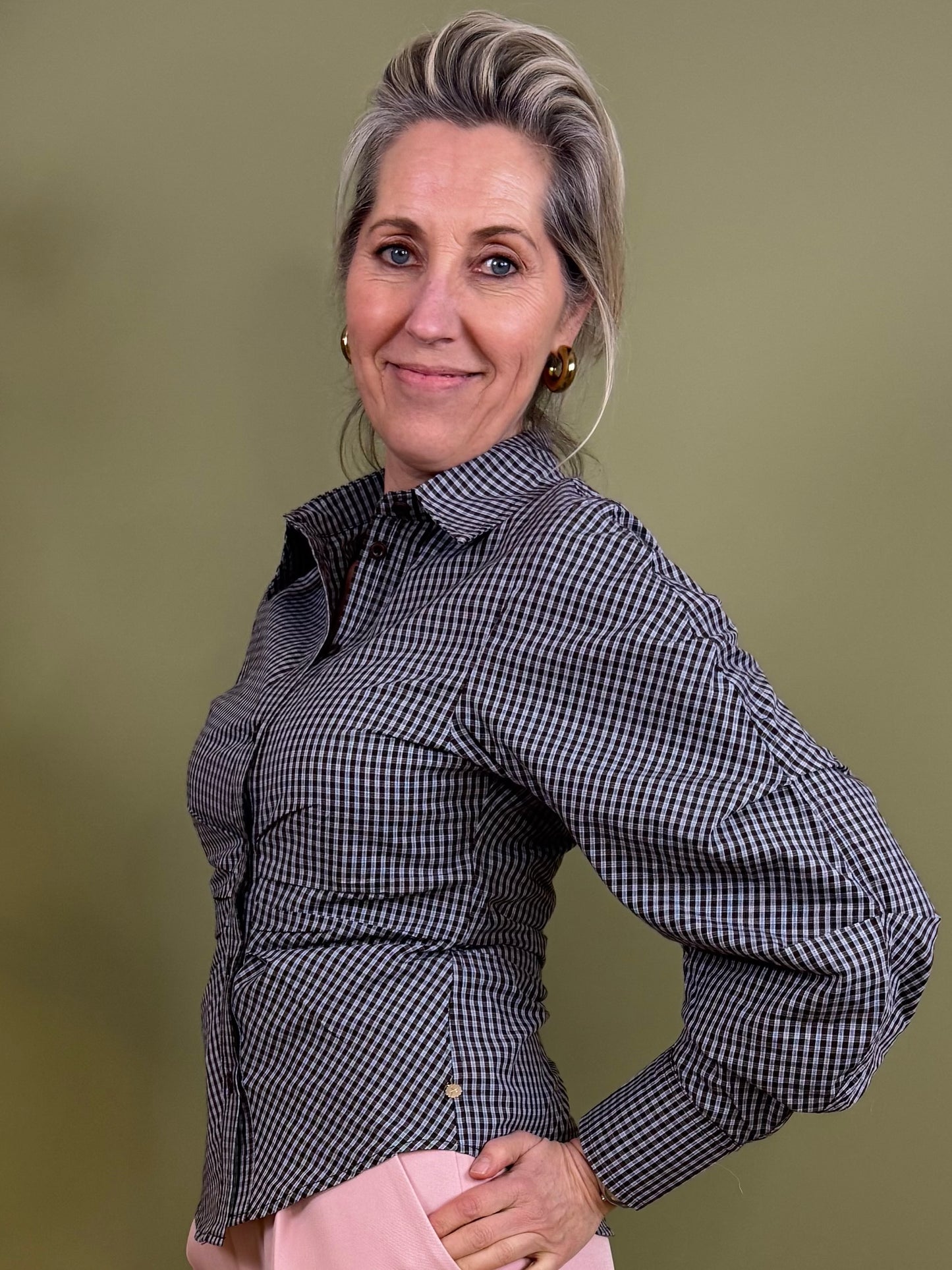 Ambika Blouse Ruit Bruin - Peet kleding