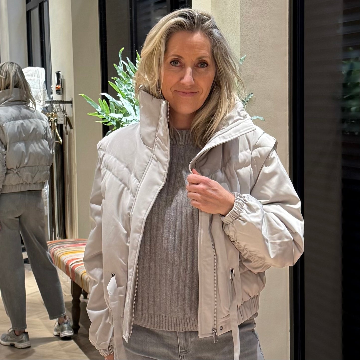 Yaya Cropped Jacket Lichtgrijs - Peet kleding