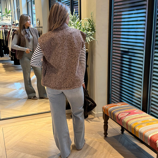 Azzurro Fleece Gilet Bruin - Peet kleding