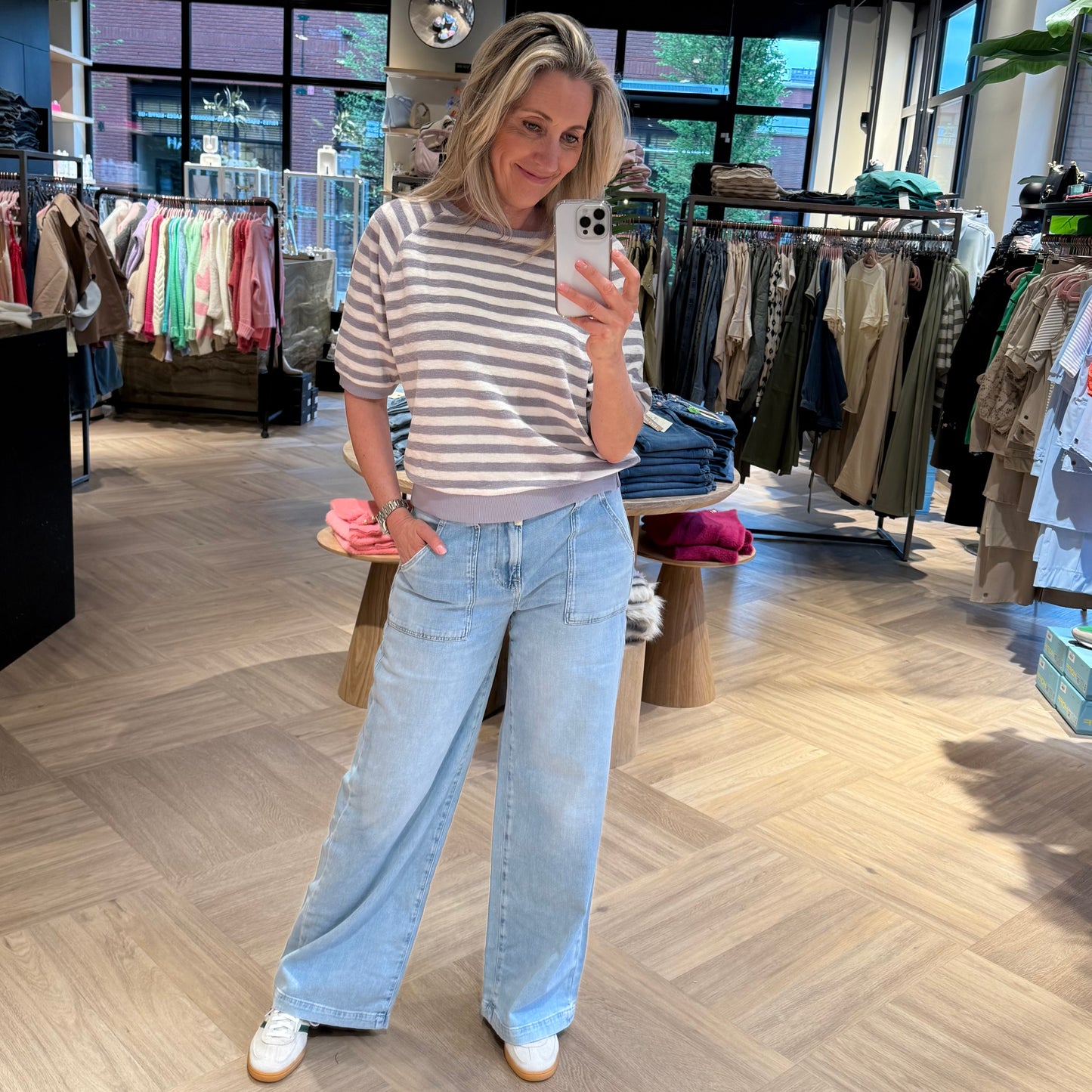 Zhrill Sweater Inge Streep Grijs - Peet kleding