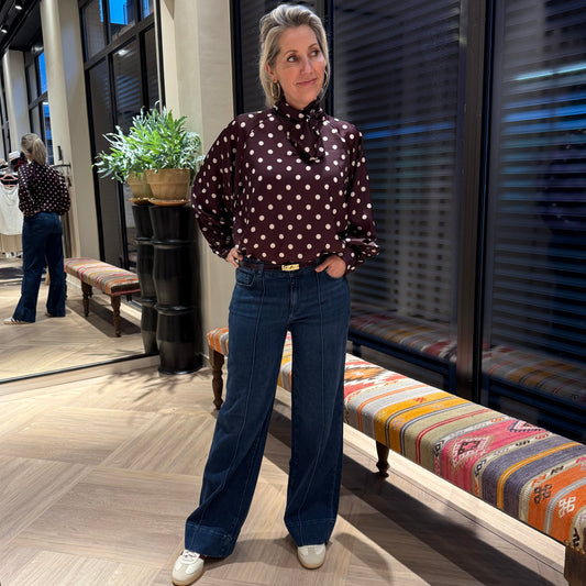 Blouse Dot Print Aubergine - Peet kleding