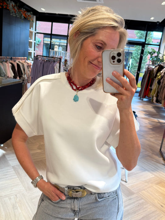 Yaya Sweater Kapmouw Offwhite - Peet kleding